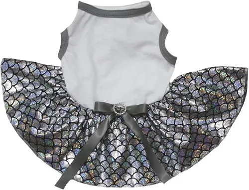 Vista 2 de Petitebella Vestido para perro cachorro con tutú de sirena brillante (negro/dorado, talla XS)