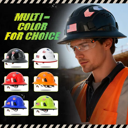Vista 9 de Cascos De Construcción de ala completa Cascos de seguridad aprobados por OSHA con visera transparente - Casco de seguridad de construcción ventilado