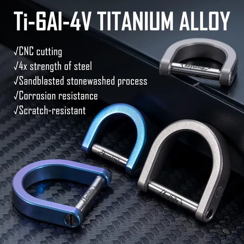 Vista 8 de KeyUnity Paquete de cuchillos plegables de titanio KK01 y grillete de llave de anillo D de titanio KA17