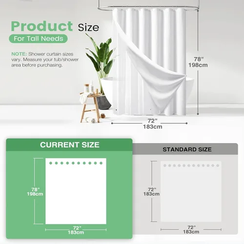 Vista 805 de Cortina de ducha de tela Dynamene verde oscuro - Cortinas de baño de tela de nido de abeja texturizadas resistentes, juego de cortinas de baño