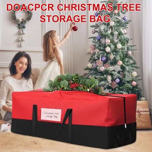 Vista 9 de Bolsa de almacenamiento para árbol de Navidad, se adapta a árboles artificiales de hasta 8 pies de altura, bolsa de árbol de Navidad resistente