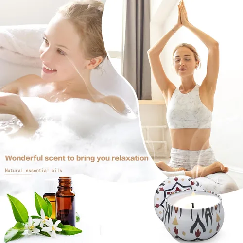 Vista 5 de Velas perfumadas, 9 paquetes de velas de 2.5 onzas, velas de soja perfumadas para el hogar, juego de velas de aromaterapia para aliviar el estrés