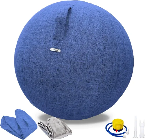 Vista 9 de Silla de pelota de ejercicio con cubierta de tela, tamaño estándar (63.5 cm / 25 pulgadas), para oficinas en casa, entrenamiento de equilibrio