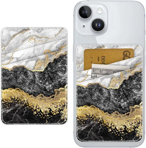 Vista 10 de Cartera de cuero para teléfono adhesiva, soporte para tarjetas para estuche de teléfono, billetera con adhesivo para tarjetas de crédito, adecuada