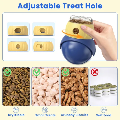 Vista 5 de Juguete interactivo de rompecabezas para gatos, dispensador de golosinas ajustable para gatos de interior, juguete de enriquecimiento de gatito