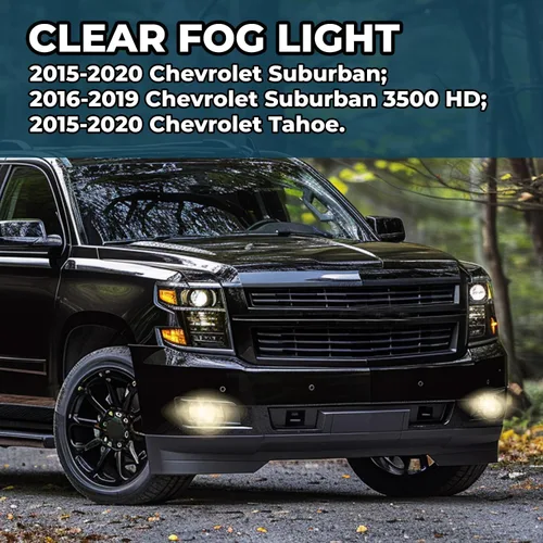 Vista 2 de ECOTRIC Luces antiniebla con labios cromados Compatibles con lámparas de parachoques 2015-2020 Chevy Chevrolet Tahoe Suburban con interruptor y kit