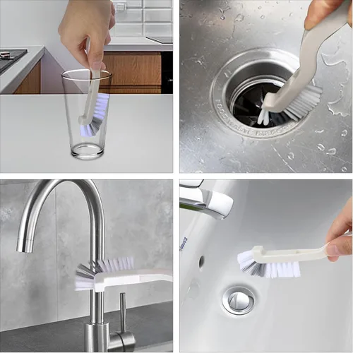 Vista 4 de Asltw - Juego de 6 cepillos de limpieza pequeños para rieles de ventanas, lechada, esquinas y grietas, cerdas angulares para limpieza profunda