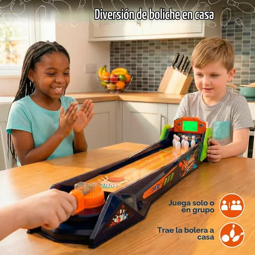 Vista 3 de Juego de Bola de Callejón — Juego de Mesa Electrónico de Rodar y Puntuar, Puntuación Automática con Luces y Sonido, Lanzador con Manija — 1-2