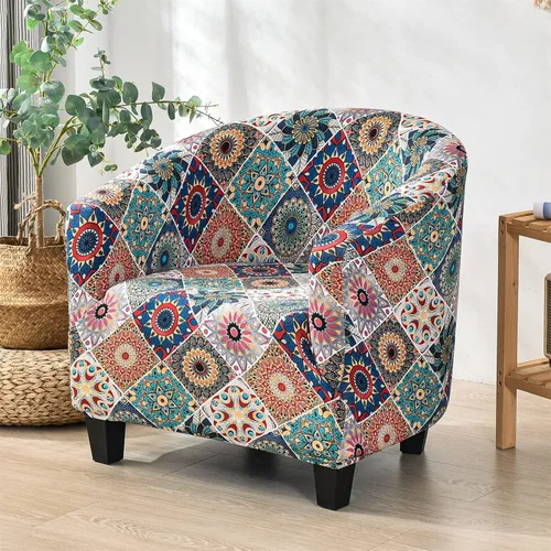 Vista 3 de MIFXIN Funda elástica para silla de club, 1 pieza de elastano, suave, extraíble, lavable, protector de muebles para sala de estar, hotel (bohemio)