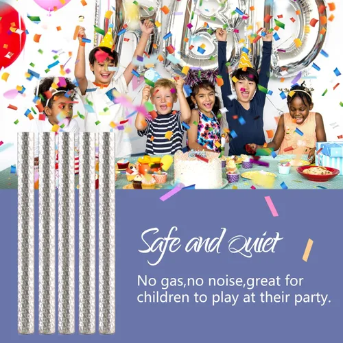 Vista 4 de BATTIFE Paquete de 7 varitas de confeti, palitos de papel de seda de colores, disparos de confeti para bodas, celebraciones, aniversarios