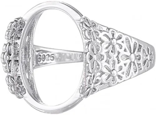 Vista 11 de Base de anillo en blanco ajustable de plata de ley 925 maciza para cabujones ovalados, camafeo de bricolaje, suministros para hacer joyas