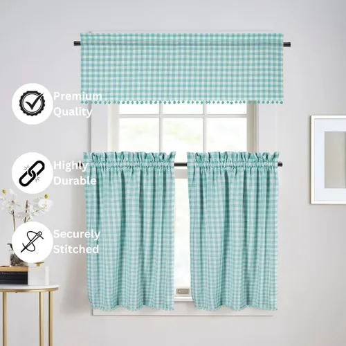 Vista 7 de 2 paneles de cortinas de cocina de 36 pulgadas de largo, bolsillo para barra, cortina de media ventana, cortina de ventana corta para cocina, baño