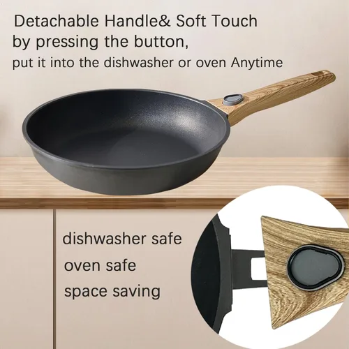 Vista 5 de Sartén antiadherente de 9.5 pulgadas con asa desmontable, sartén con asa desmontable antiadherente, sartén para tortilla apta para horno