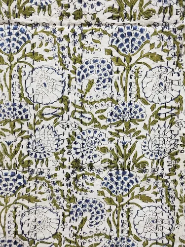 Vista 3 de Colcha de algodón hecha a mano india Kantha, colcha de algodón hecha a mano india a mano, estampado floral, Kantha, sábana Gudari Queen