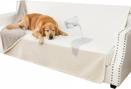 Vista 13 de Manta impermeable para perros pequeños, a prueba de fugas, manta reversible para sofá, cama, protector de muebles lavable a máquina, 25 x 35 Beige