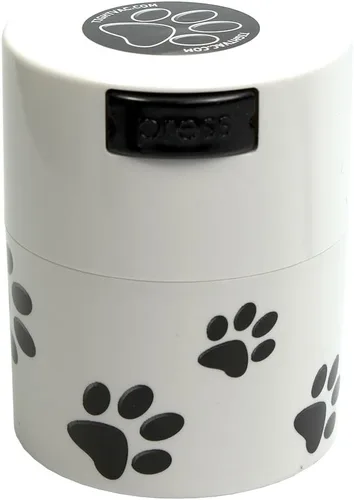 Vista 30 de Pawvac Contenedor de almacenamiento de alimentos para mascotas sellado al vacío de 3 onzas; patas blancas y negras
