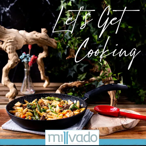 Vista 5 de Millvado Sartén antiadherente, sartén pequeña de 8 pulgadas con revestimiento antiadherente resistente, mango de silicona de fácil agarre, sartenes