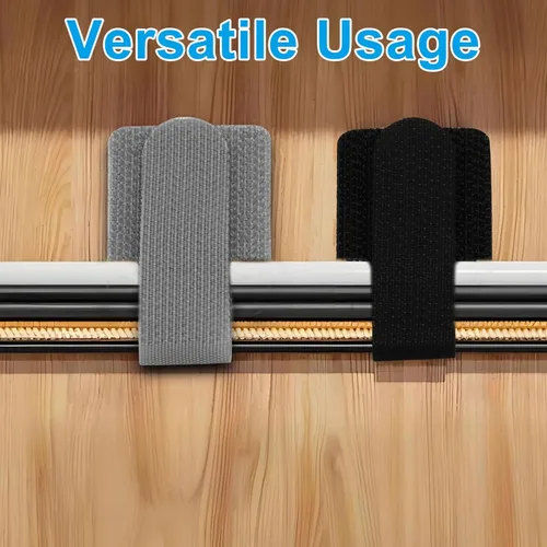 Vista 4 de 80 bridas de gancho y bucle, correas autoadhesivas de gancho y bucle, organizador de cables con parte trasera adhesiva, soporte ajustable