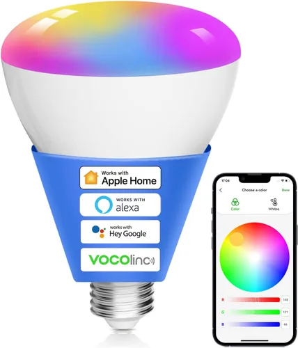 VOCOlinc Paquete de 1 bombillas inteligentes, RGBW que cambia de color, funciona con Alexa, Apple Homekit y Google Home, luces LED Smart WiFi BR30,