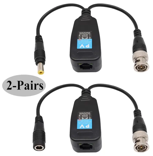 Vista 3 de Video Balun Transmisor Transceptor RJ45 a BNC HD-CVI/TVI/AHD/CVBS con conector de alimentación CC para 1080P 3MP 4MP 5MP 8MP CCTV Sistema de cámaras