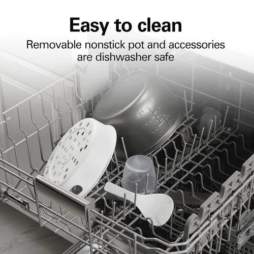 Vista 6 de Hamilton Beach Arrocera Digital Programable y Vaporera de Alimentos, 12 Tazas Cocidas (6 Sin Cocinar), con Funciones de Cocción Lenta y Huevo Azul