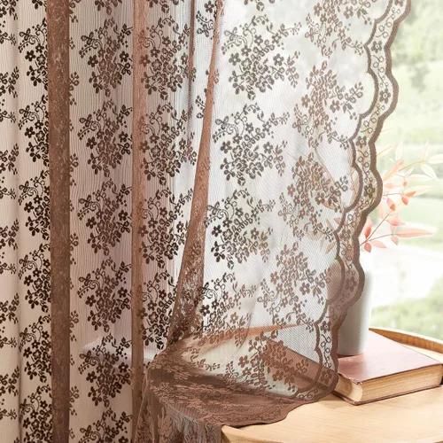 Vista 83 de YJ YANJUN Cortinas traslúcidas negras de 54 pulgadas de largo, panel de cortina de encaje gótico victoriano para cocina, cortinas cortas