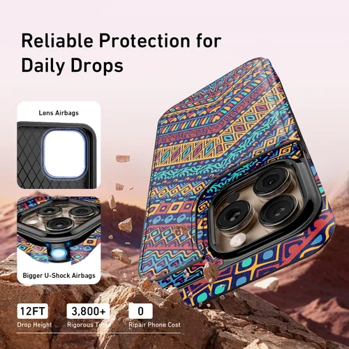 Vista 128 de LETO para iPhone 15 Pro Funda tipo cartera - Tapa tipo folio con patada - Diseños de moda - Tarjetero - Funda protectora para mujeres y niñas - 6.1