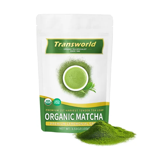 Polvo de té verde matcha orgánico de primera cosecha grado ceremonial 100% puro premium para beber y latte sin aditivos 100g(3.53oz) Jiuyu