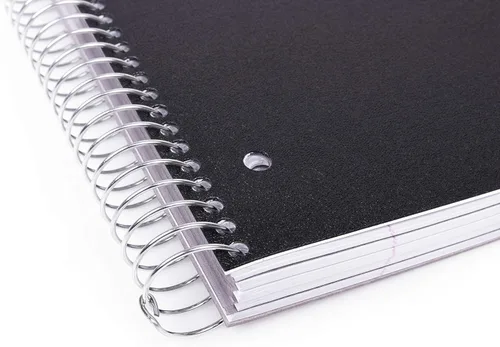 Vista 5 de Mintra Office Cuadernos en espiral duraderos, 5 materias (negro, con rayas universitarias, 1 unidad)