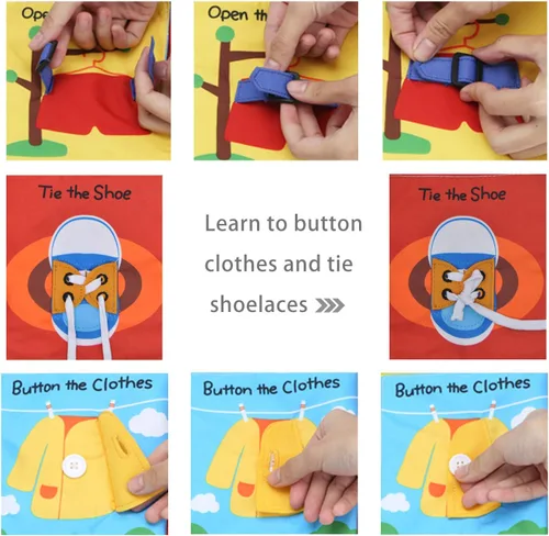 Vista 3 de beiens My Quiet Books - Soft Activity Books for Babies, Toddler Learning Sensory Story Book, Life Skill Education & Identify 3D Cloth Books for