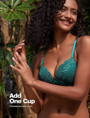 Vista 2 de Deyllo - Brasier de encaje para mujer, con copa con efecto de realce, relleno y varillas