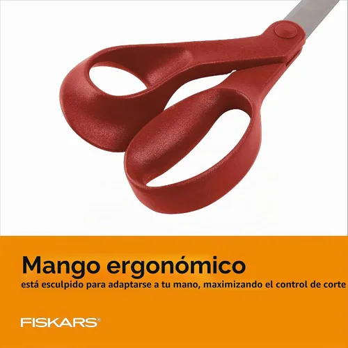Vista 5 de Tijeras para zurdos 1294508697WJ, de 8 pulgadas, con inclinación hacia la izquierda, de acero inoxidable, color naranja, de la marca Fiskars. True