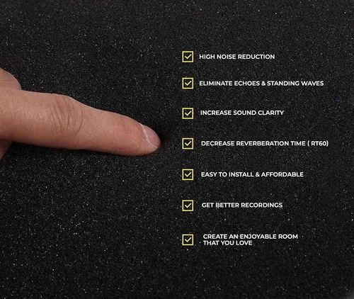 Vista 2 de Paquete de 24 paneles acústicos de espuma a prueba de sonido de 1 x 12 x 12 pulgadas, cuñas de espuma de estudio, paneles de pared absorbentes