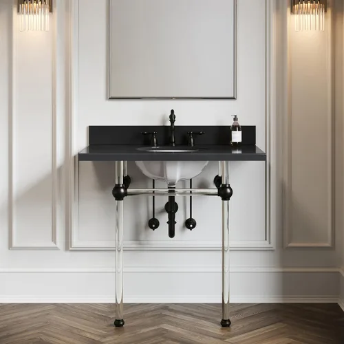 Vista 4 de Kingston Brass KB1975AL Heritage - Grifo de lavabo generalizado con mango de palanca de metal, bronce aceitado, centro ajustable de 8 pulgadas