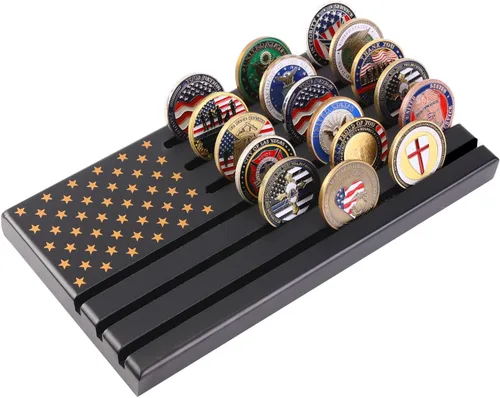 LIUYALO Soporte de exhibición de monedas de desafío militar,Soporte de monedas de desafío con bandera estadounidense,Coleccionistas del ejército 6