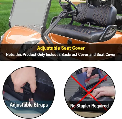 Vista 2 de NOKINS Funda de asiento de diamante para carrito de golf para Club Car EZGO Yamaha, funda de asiento de vinilo para carrito de golf