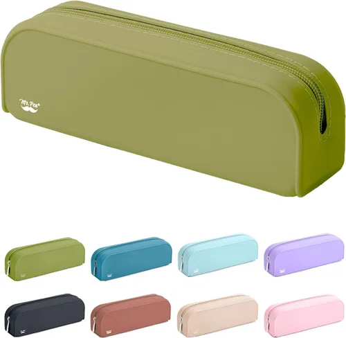 Vista 10 de Mr. Pen Estuche de silicona para lápices, estuche verde azulado, estuche estético para lápices para mujeres, bolsa de maquillaje