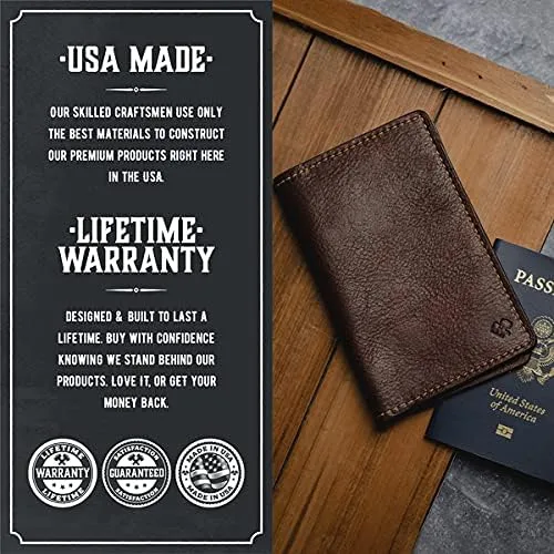 Vista 2 de Funda de cuero para pasaporte para hombre, fabricada en Estados Unidos, funda para notas de campo de 3.5 x 5.5 pulgadas, Mordedura de serpiente