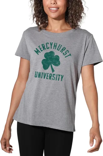 Vista 409 de Colección oficial de camisetas sueltas con logotipo desgastado grande universitario para mujer, jaspeado atlético