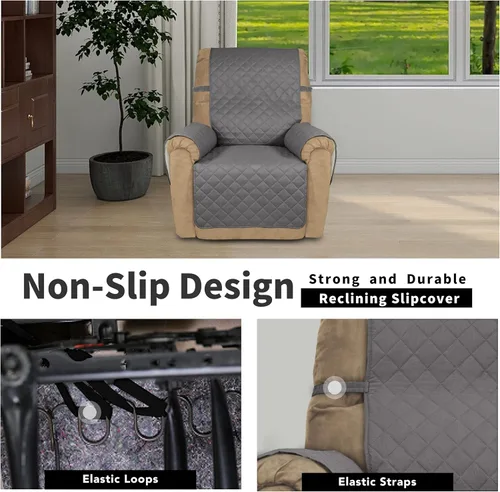 Vista 821 de Easy-Going - Funda reversible para sofá reclinable, resistente al agua, protector de muebles con correas elásticas, para mascotas y niños