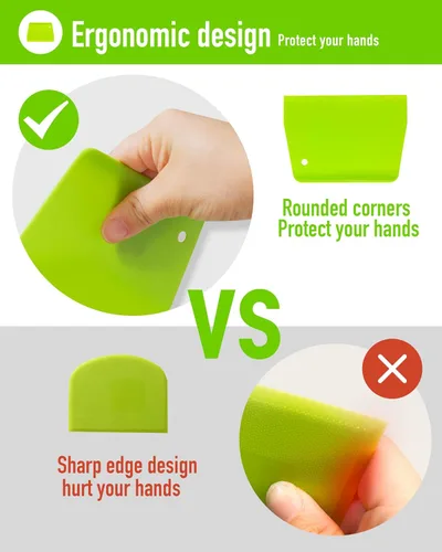 Vista 5 de Raspador de masa, cortador de masa de plástico seguro para alimentos, raspador de plástico flexible, práctico raspador de banco, raspador multiusos