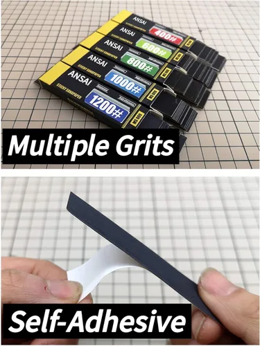 Vista 3 de 100 unidades (grano 400, grano 600, grano 800, grano 1000, grano 1200), 5 paquetes de papel de lija autoadhesivo, impermeable, húmedo/seco