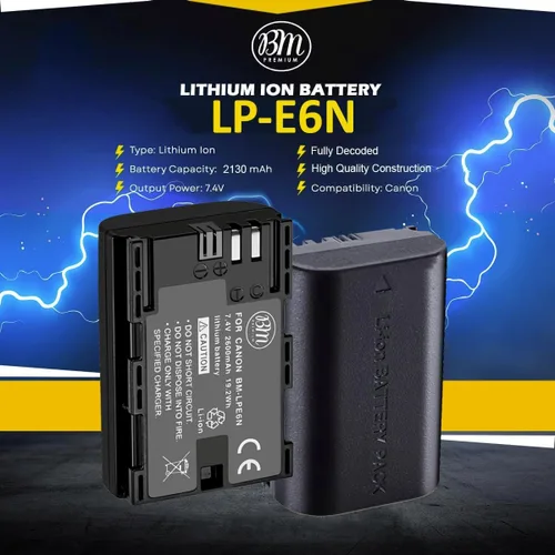 Vista 2 de BM Premium 2 baterías LP-E6N para Canon EOS R, EOS R5, EOS 90D, EOS 60D, EOS 70D, EOS 80D, EOS 5D II, EOS 5D III, EOS 5D IV, EOS 5Ds, EOS 6D, EOS 6D