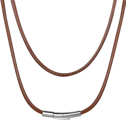 ChainsHouse - Collar con cordón de cuero trenzado impermeable, para hombre o mujer, cuerda encerada tejida para dije, personalizable, ancho de 23