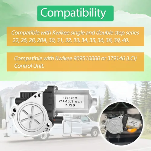 Vista 4 de 676061 Motor de paso de entrada de escalera RV compatible con escalones Kwikee y componentes de motor Lippert 379147, 1101428, 214-1001, 366043