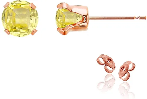 Vista 36 de Aretes de tuerca de plata de ley 925 chapados en oro de 14 quilates macizo, oro amarillo, blanco o rosa de 0.236 in Amatista