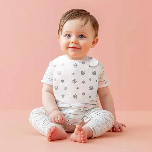 Vista 6 de Paquete de 6 baberos de muselina unisex para bebés, absorbentes, suaves y lindos para bebés niños y niñas, 100% algodón