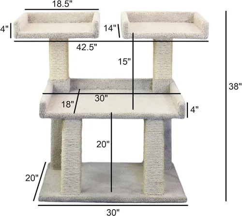 Vista 2 de Prestige Cat Trees Maine Coon - Percha Deluxe para gatos, fabricada en Estados Unidos, torre de madera maciza resistente para gatos grandes