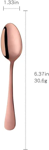 Vista 4 de MINGYU Juego de 12 cucharaditas de oro rosa de 6.37 pulgadas, cucharas pequeñas de acero inoxidable, cucharas de té, cucharas de café, cucharadas