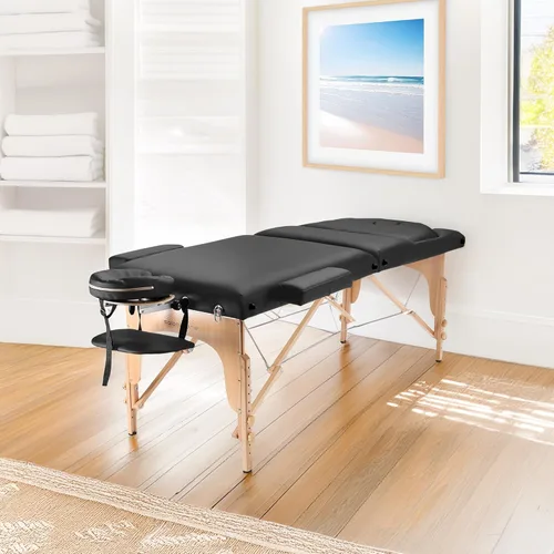 Vista 2 de Mesa de masaje portátil profesional con respaldo, varios colores disponibles, de Saloniture , Negro